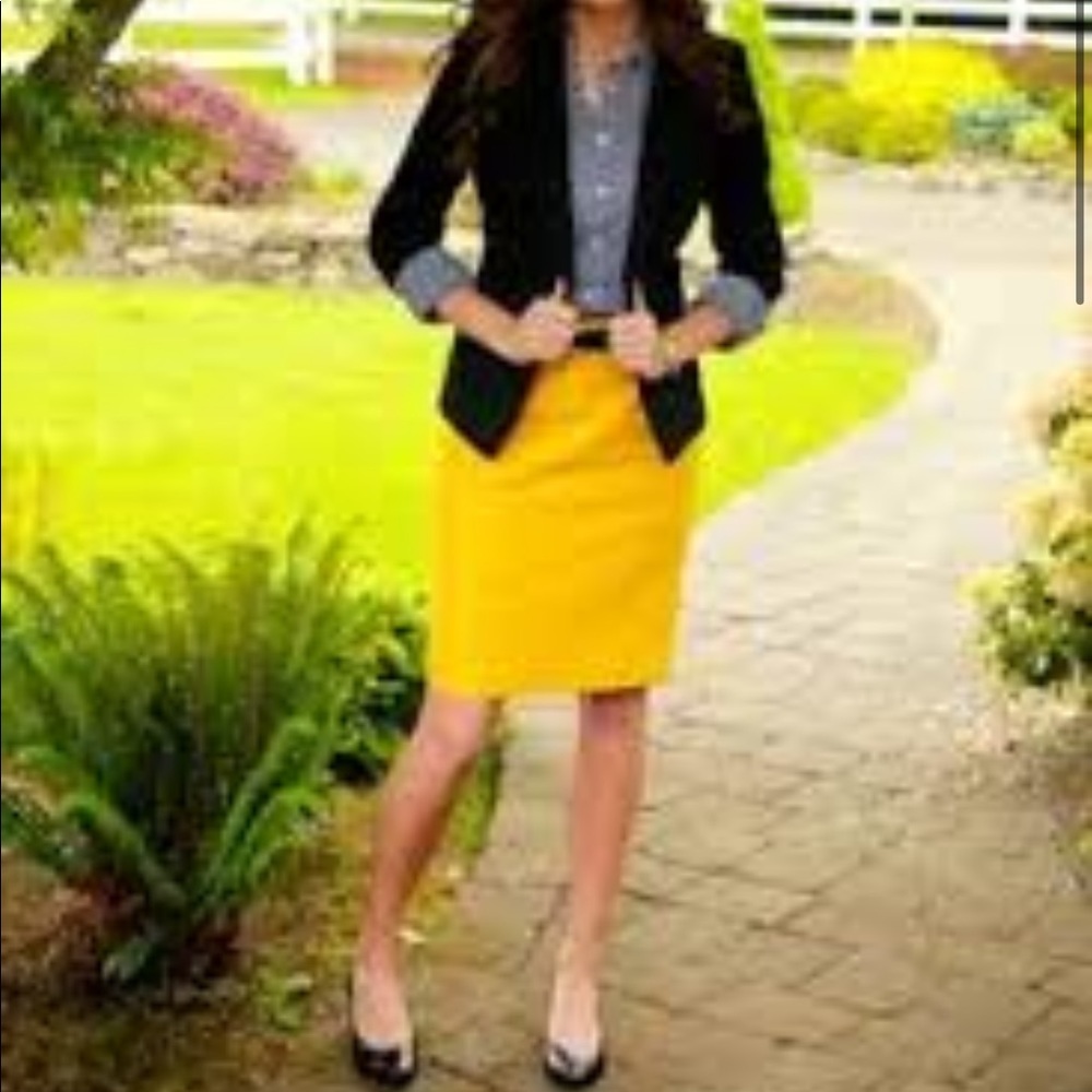 SANDRO Gold Mustard Yellow Belted Pencil Skirt 2